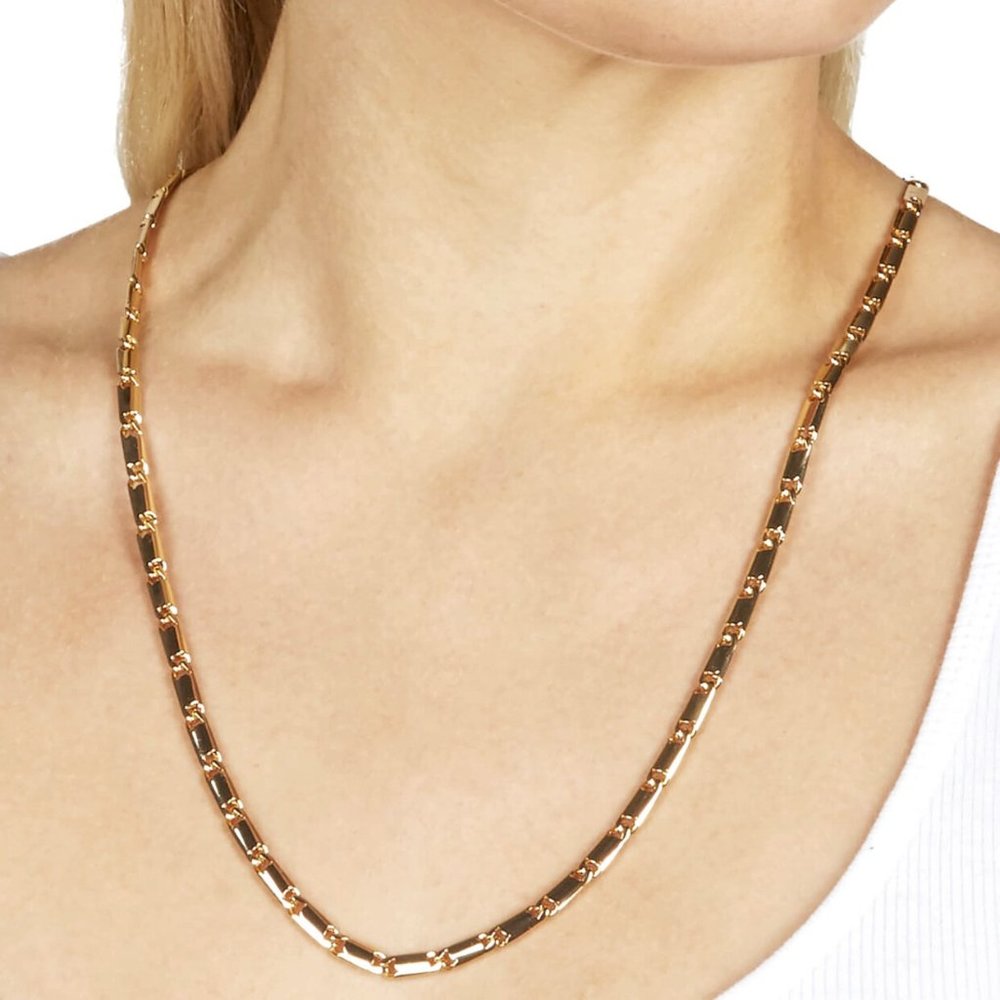 Rebecca Minkoff Gold Plated Brass Textured Bar Chain Necklace NEW NWT